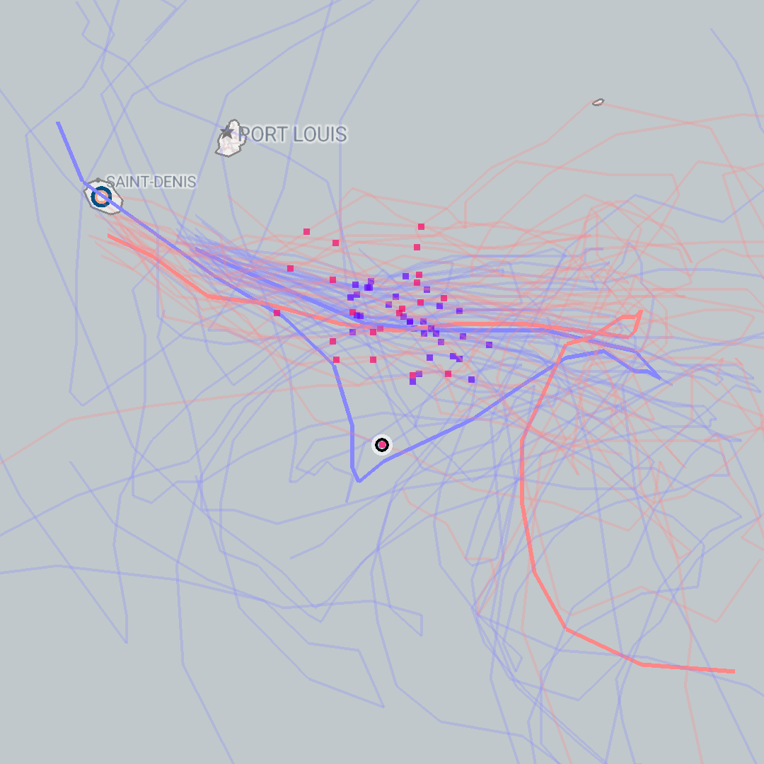 weather forecast map showing an example of NOAA and CMC hurricane predicted tracks